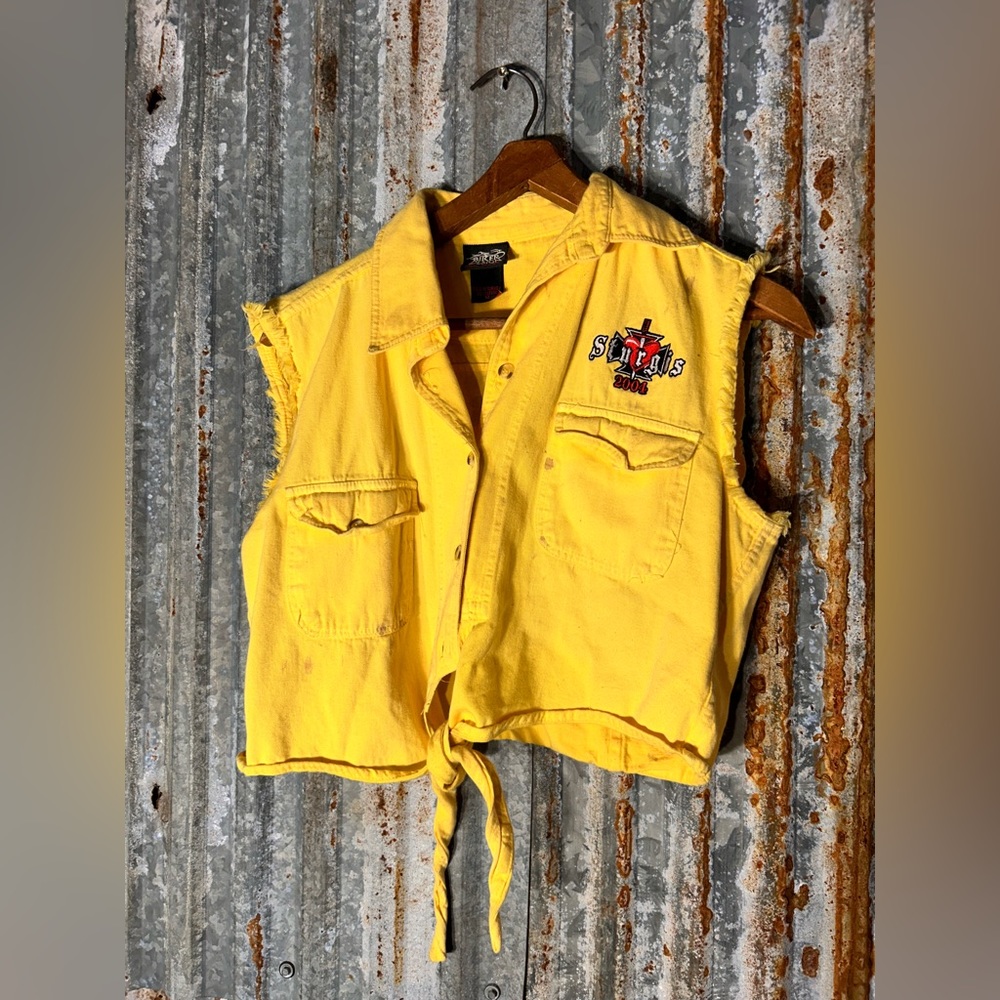 Vintage biker babe crop top